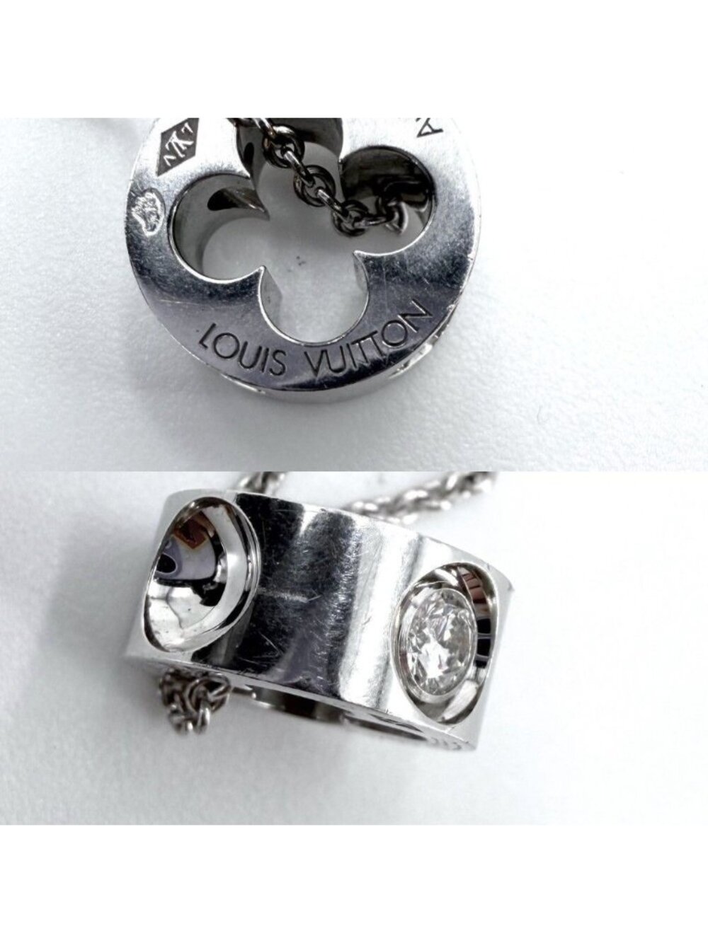 Louis Vuitton Necklace Pendentif Empreinte 18k WG 750 White Gold - Picture 5 of 9